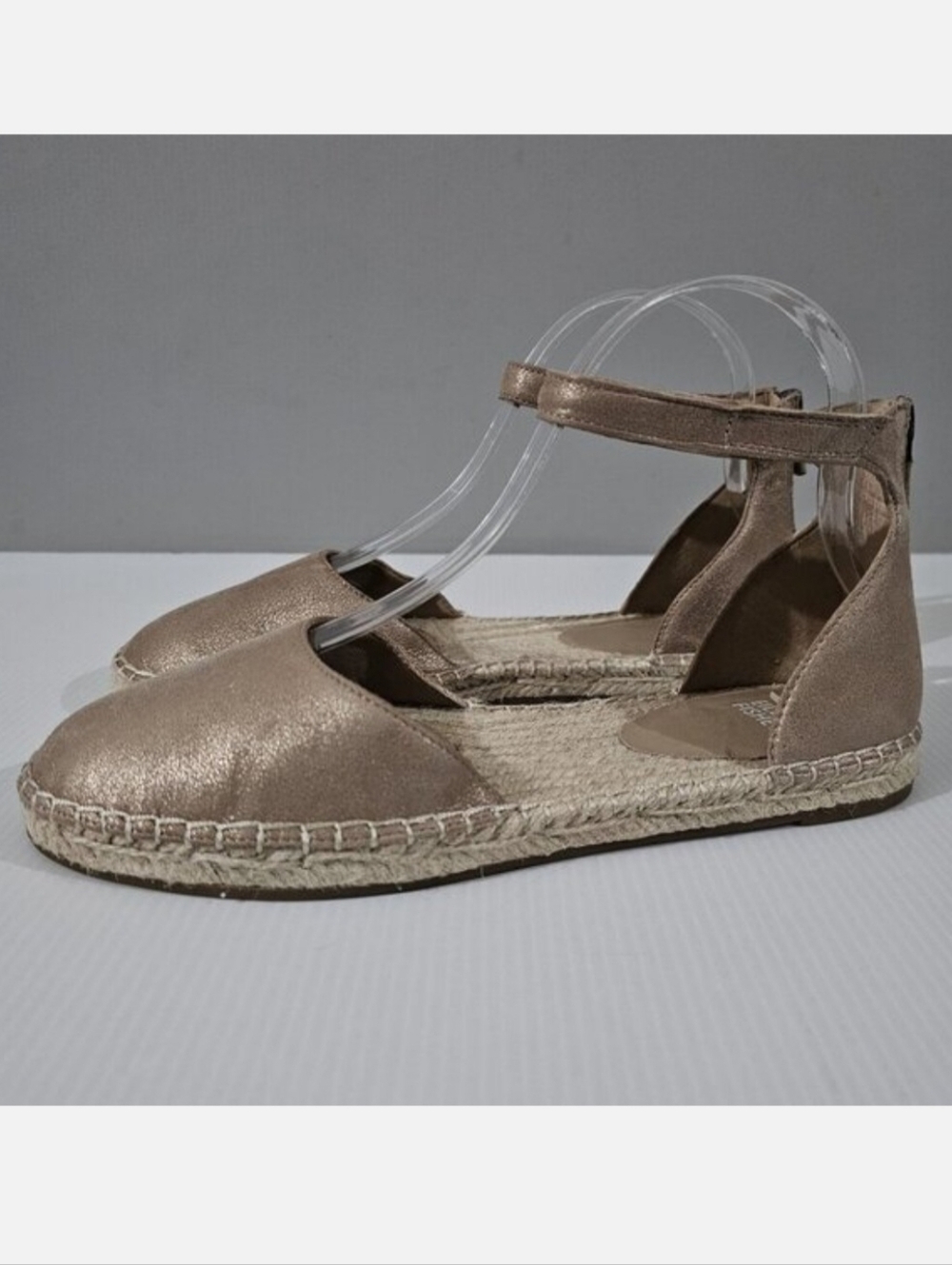 Eileen Fisher Lala Flat Espadrille Womens 8.5 Tan Metallic Leather Sandal NEW